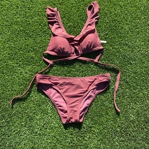 Sun & Shore Mauve ruffle detail bikini